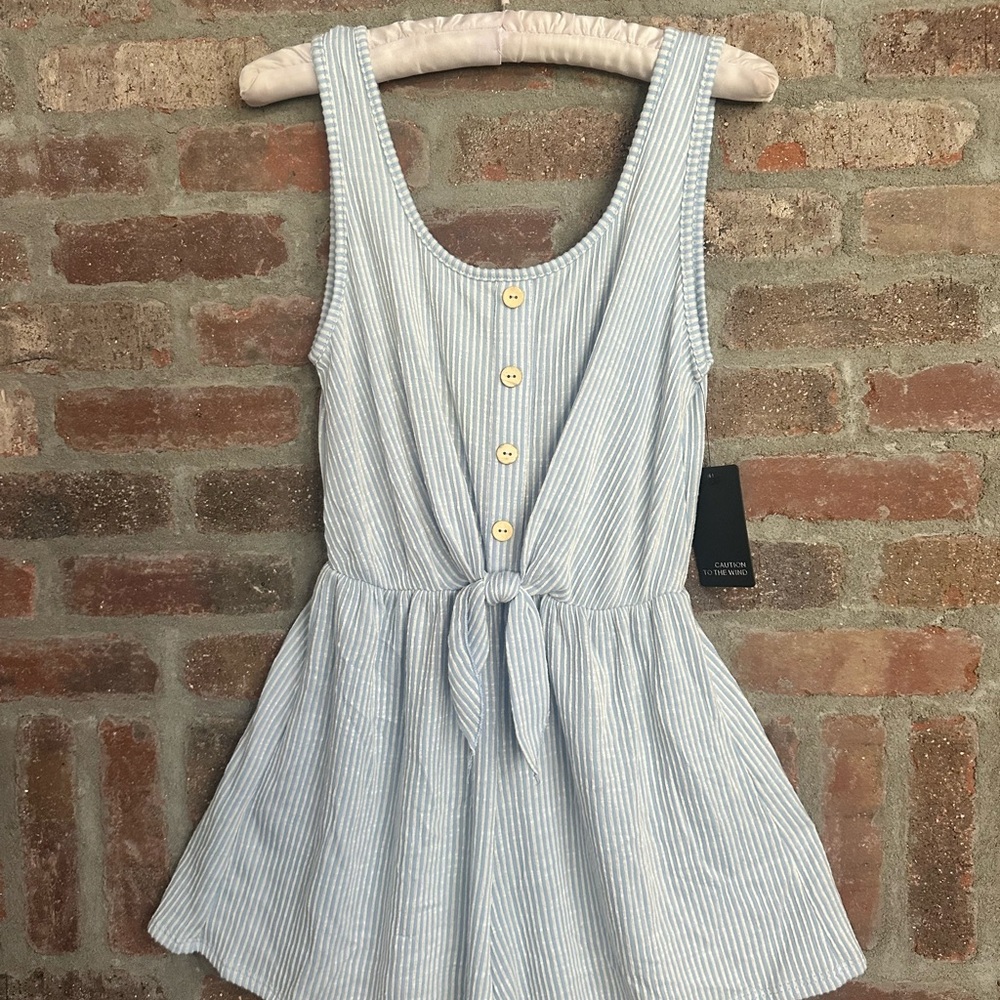 Striped Sleeveless Dress with Button Detail